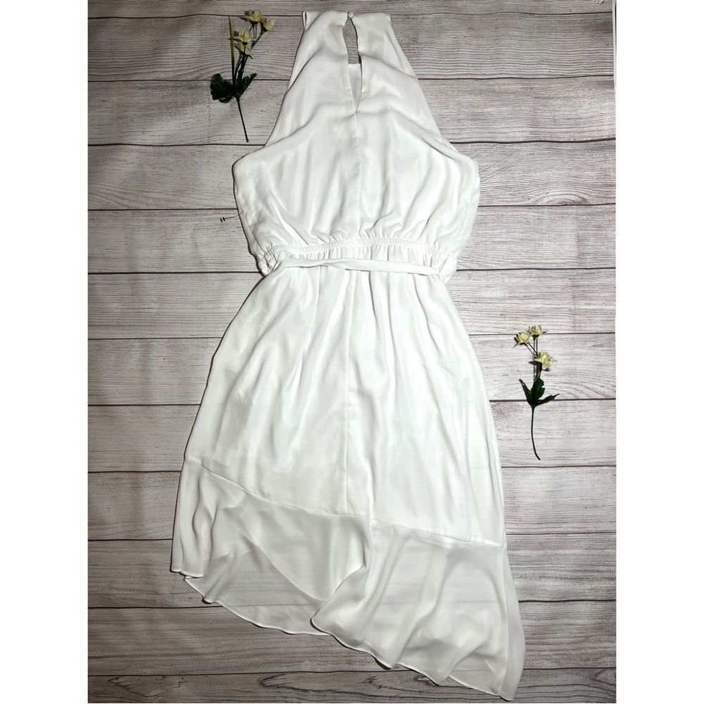 EXPRESS Asymmetrical Ruffle Wrap Midi Dress - Picture 10 of 16